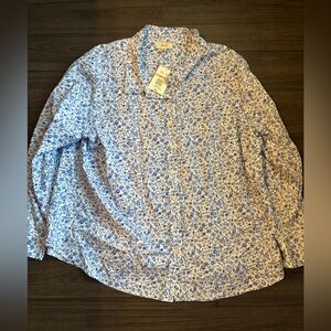 Per Se Blue and White Floral Shirt